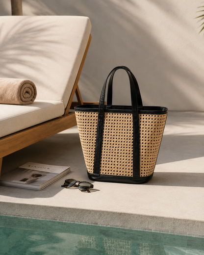 Raja Leather and Cane Carryall Bag Village Thrive
