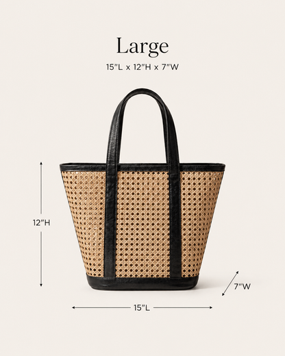 Raja Leather and Cane Carryall Bag Village Thrive