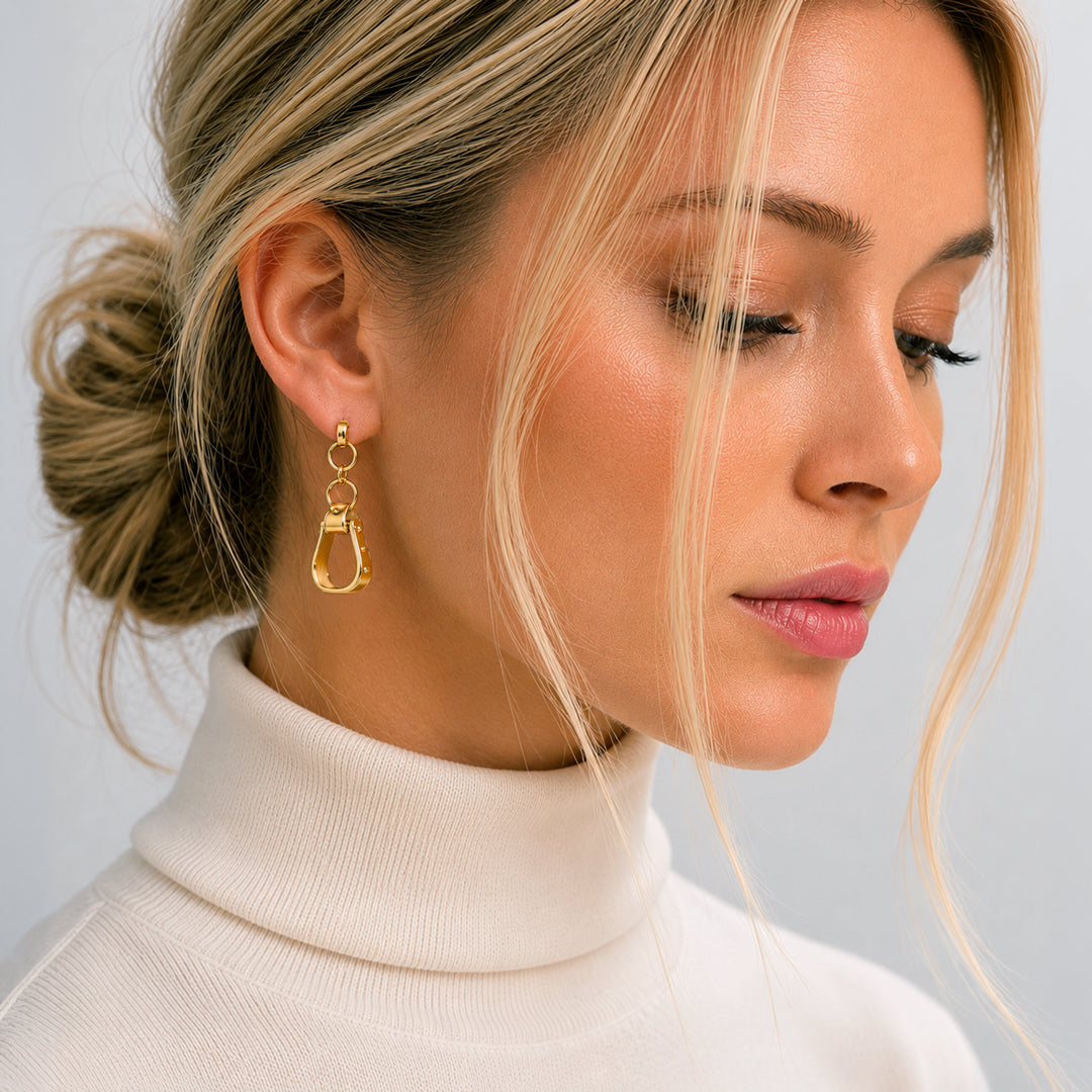 Cheyenne - Western Riding Stirrup Earring in Gold Urban-Equestrian