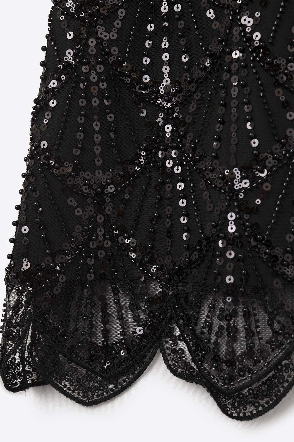 Chic Black Sequin Cropped Top Q2store