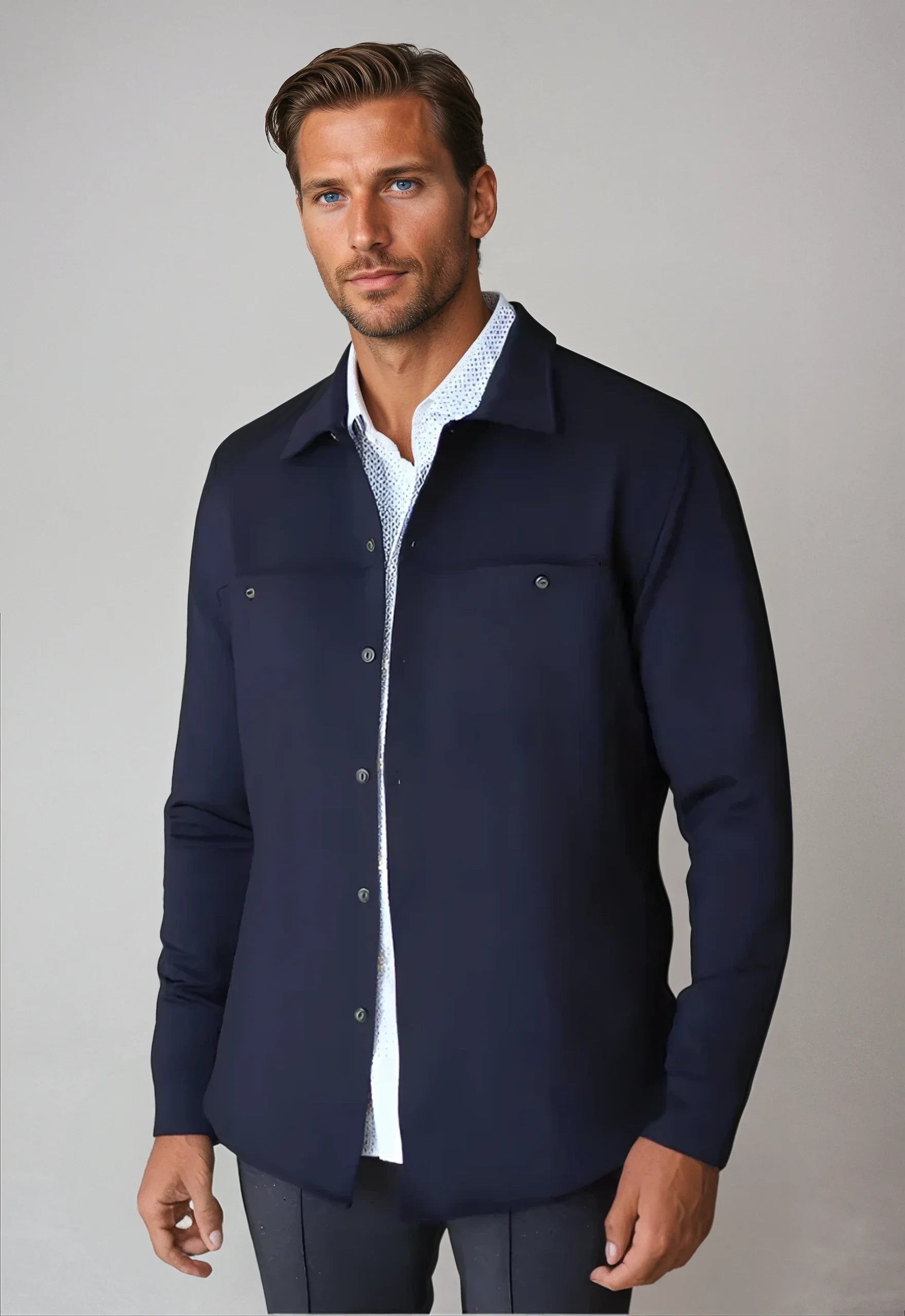 City CPO Shirt Jacket - Navy Buki