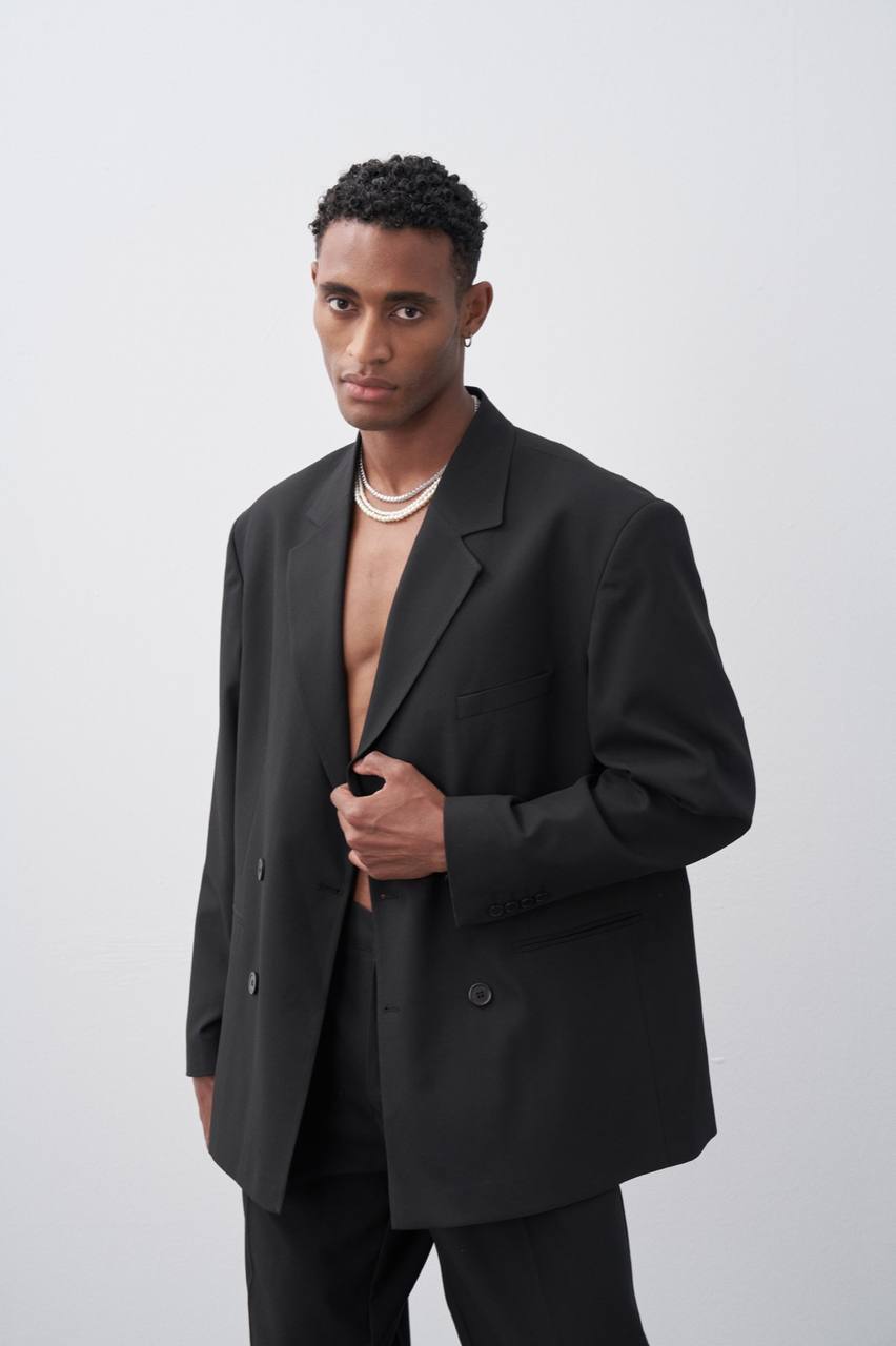 Classic Double Breasted Blazer Suit Withinblack