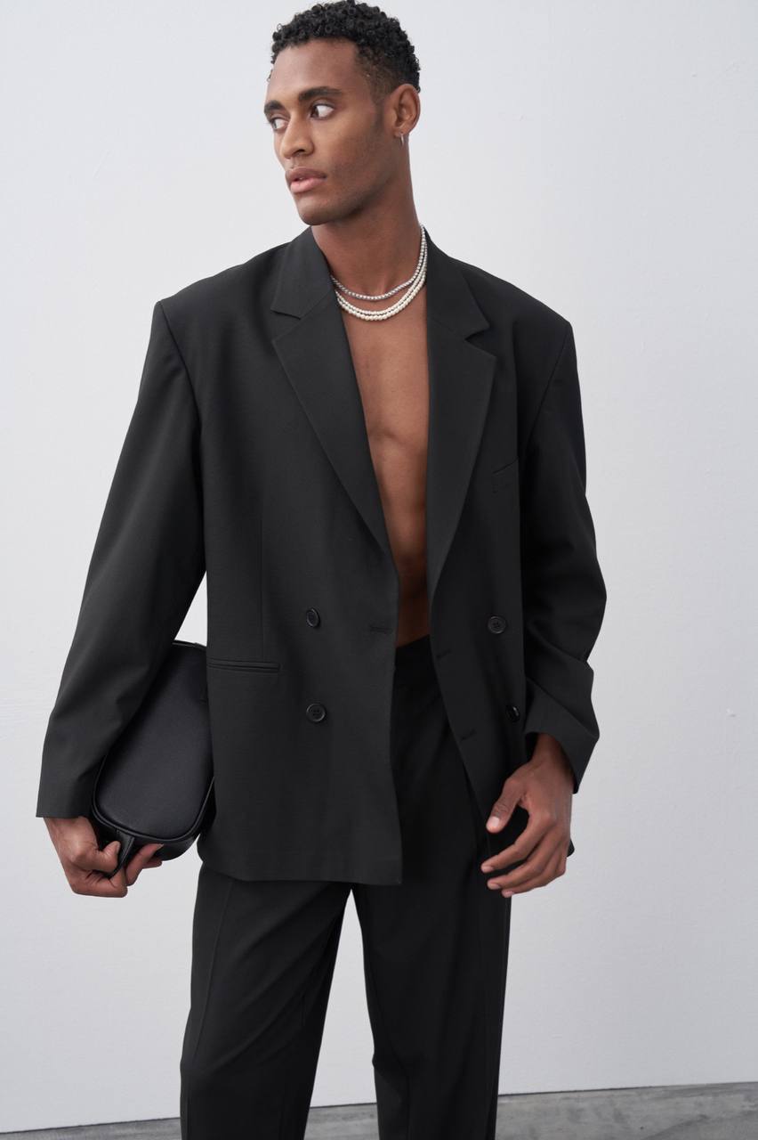 Classic Double Breasted Blazer Suit Withinblack