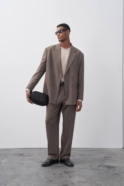 Classic Double Breasted Blazer Suit Withinblack