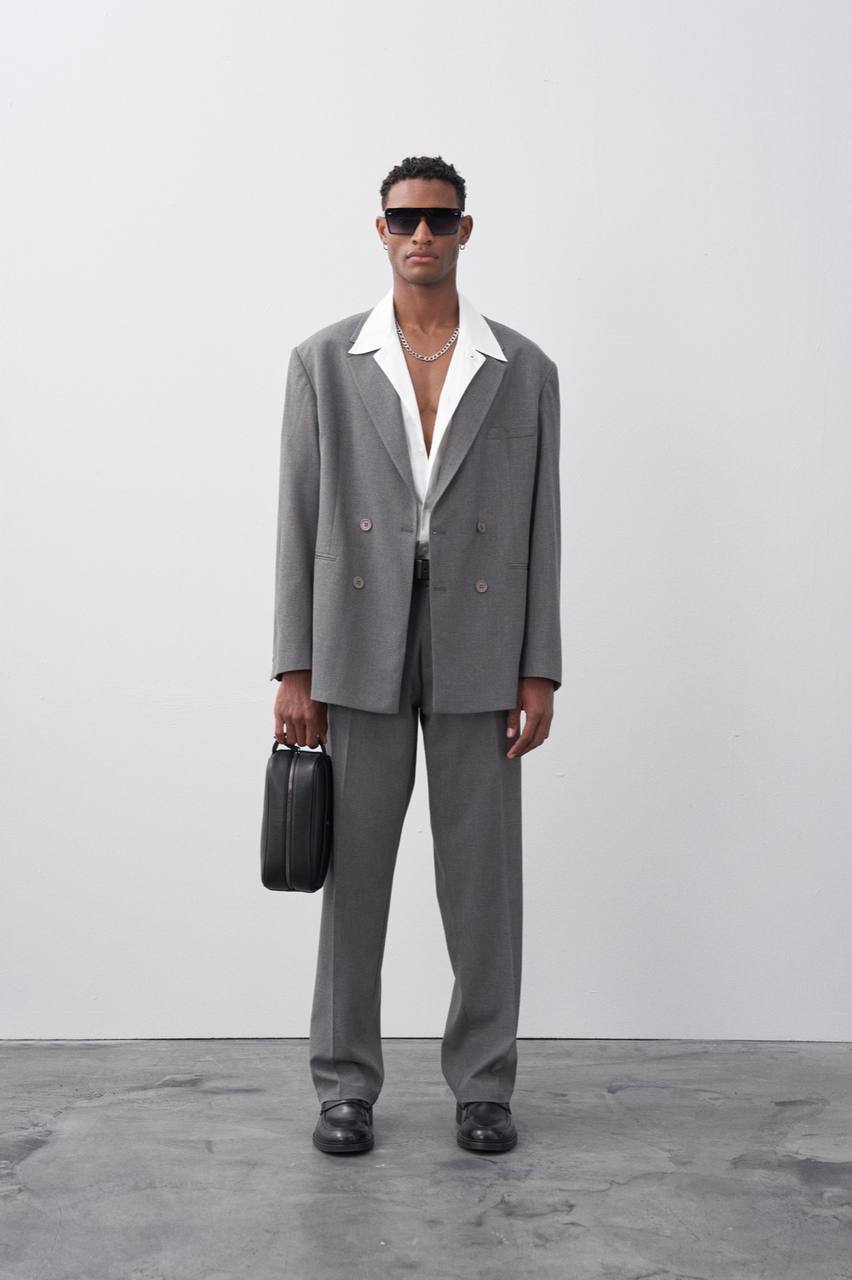 Classic Double Breasted Blazer Suit Withinblack