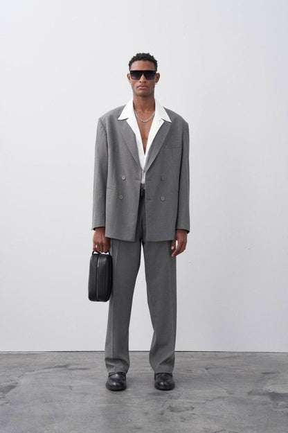 Classic Double Breasted Blazer Suit Withinblack