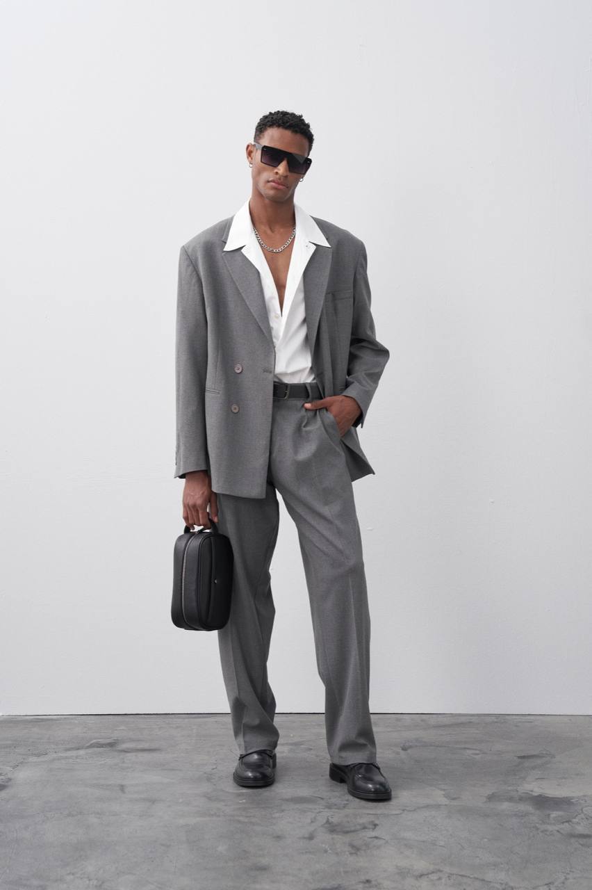 Classic Double Breasted Blazer Suit Withinblack