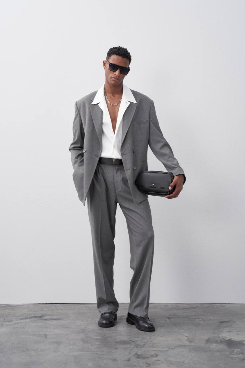 Classic Double Breasted Blazer Suit Withinblack