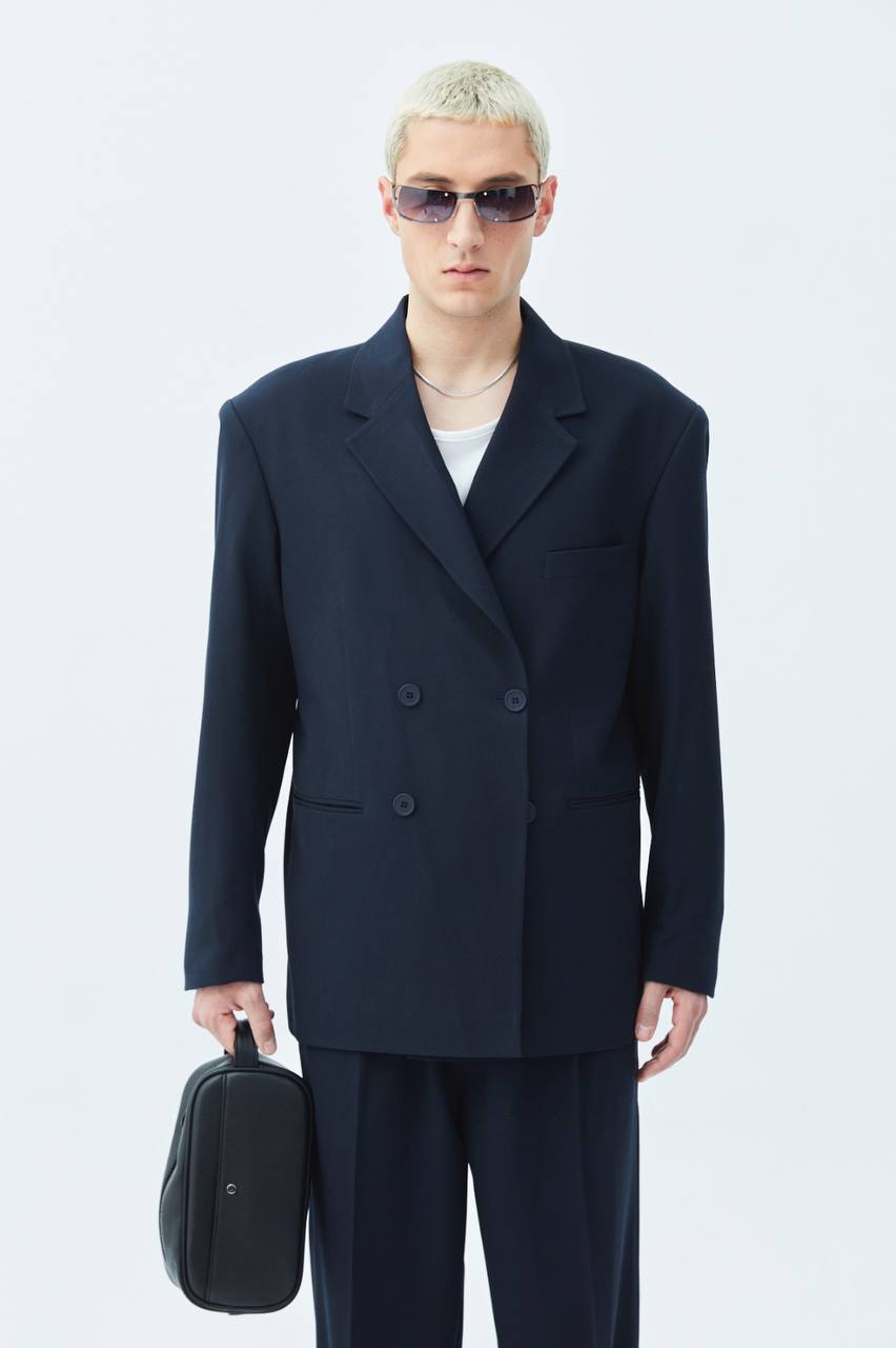 Classic Double Breasted Blazer Suit Withinblack