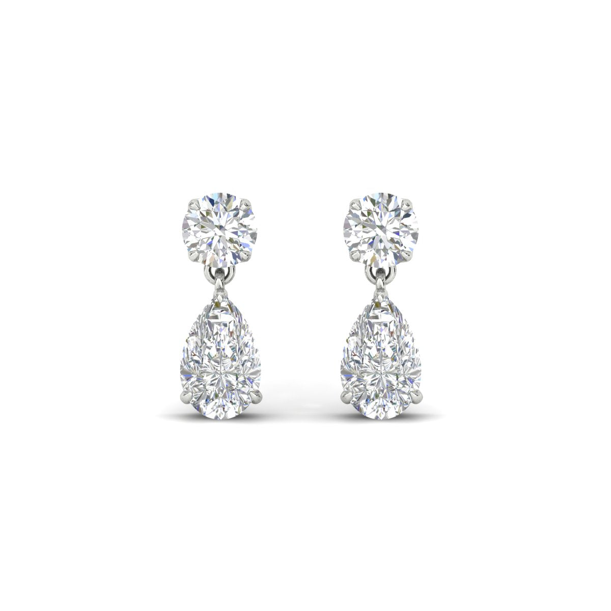 Round And Pear Drop Stud Earrings Fascinating Diamonds