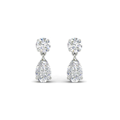 Round And Pear Drop Stud Earrings Fascinating Diamonds