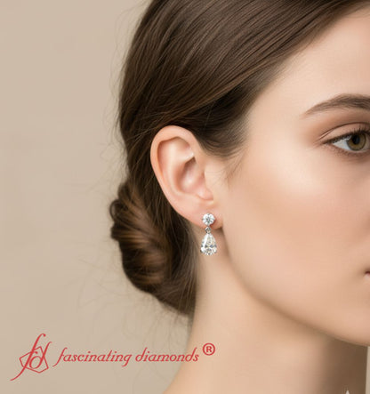 Round And Pear Drop Stud Earrings Fascinating Diamonds