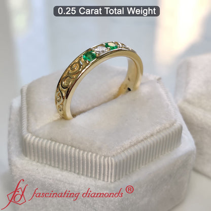Classic Mens 3 Stone Wedding Band Fascinating Diamonds