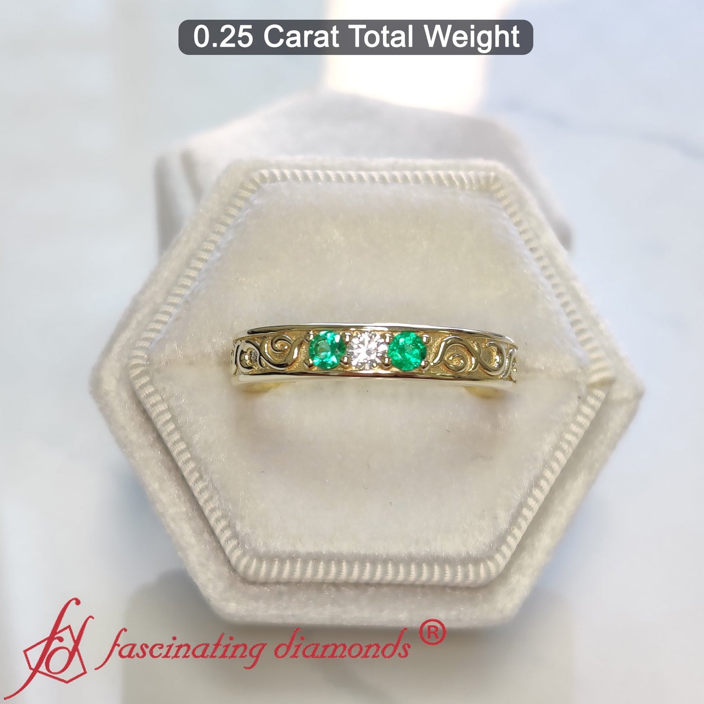 Classic Mens 3 Stone Wedding Band Fascinating Diamonds