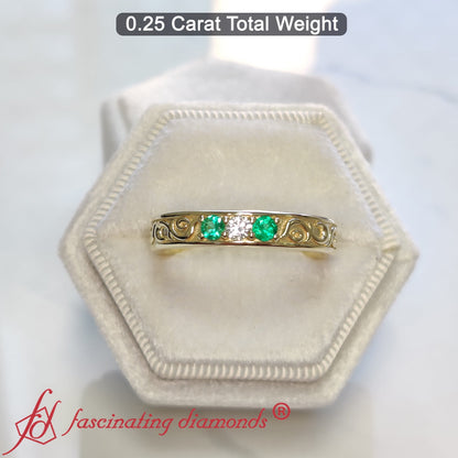 Classic Mens 3 Stone Wedding Band Fascinating Diamonds