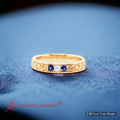 Classic Mens 3 Stone Wedding Band Fascinating Diamonds