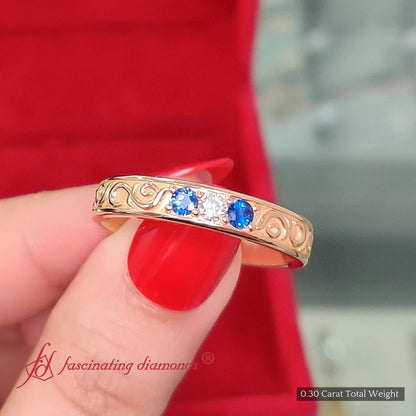 Classic Mens 3 Stone Wedding Band Fascinating Diamonds
