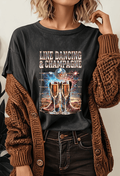 Line Dancing and Champagne T-Shirt Country in My Heart
