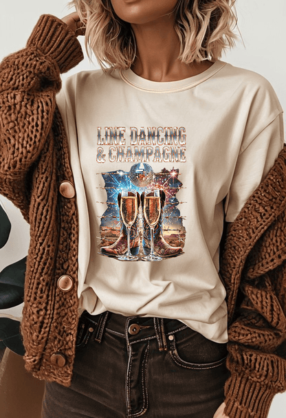 Line Dancing and Champagne T-Shirt Country in My Heart