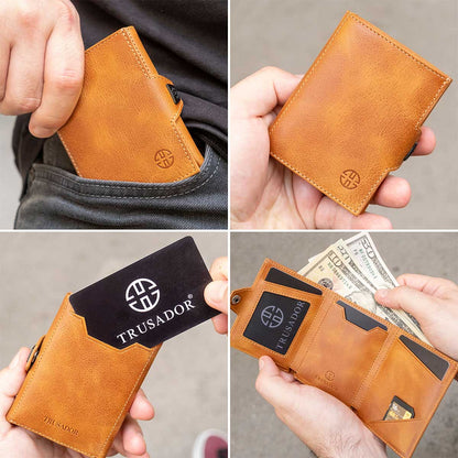 Verona Front Pocket Trifold Leather Wallet Trusador