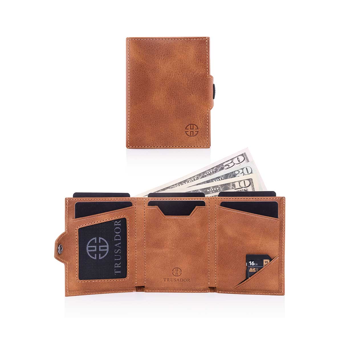 Verona Front Pocket Trifold Leather Wallet Trusador