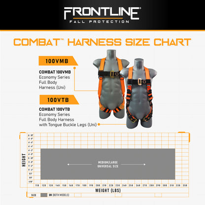 Frontline 100VMB Combat Economy Series Full Body Harness (Uni) Universal VM Hardware