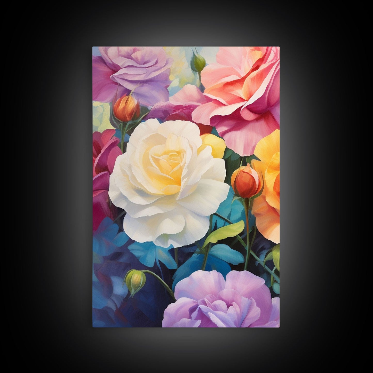 Beautiful Rose Art, Framed Canvas Print, Floral Art, Botanical  Decor, Blue and Yellow Roses, 3 Piece Art Set NuevArt