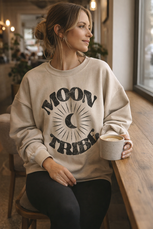 Lunar Essence Fleece Crew – Moon Tribe Graphic Sweatshirt Fitkitty Culture Athleisure Wear, Yoga Wear & Women's Clothing