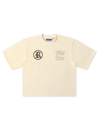 Rebel Denim Developmental Saints Cropped Tee - Cream Denim Exchange