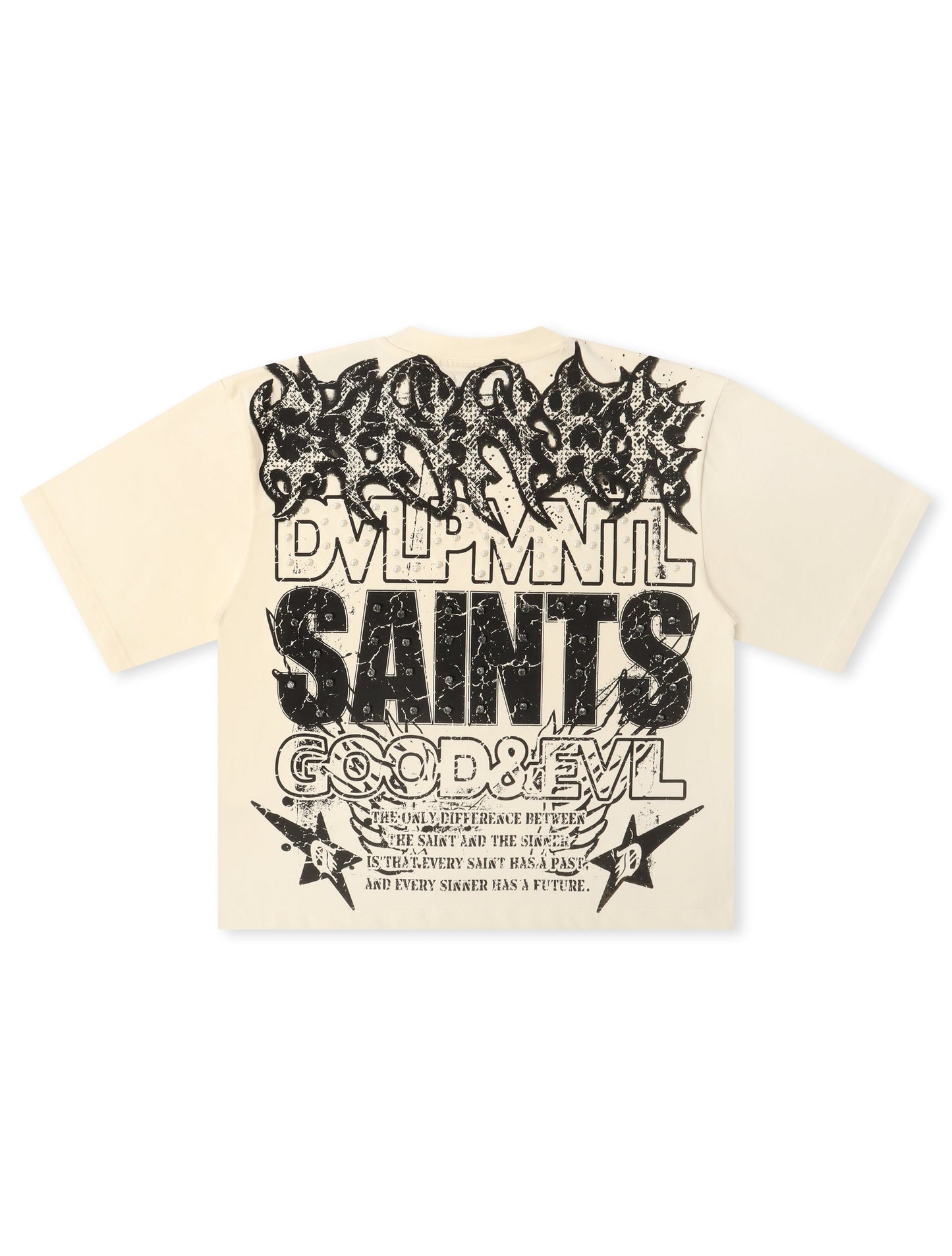 Rebel Denim Developmental Saints Cropped Tee - Cream Denim Exchange