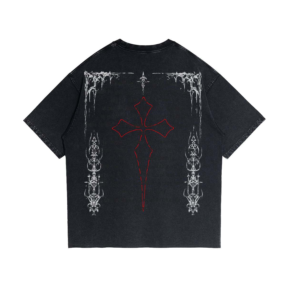 Fallen Angel Garment Dyed Streetwear Tee 260GSM Black Cotton With Faded Raw Hem ArnukiClothing