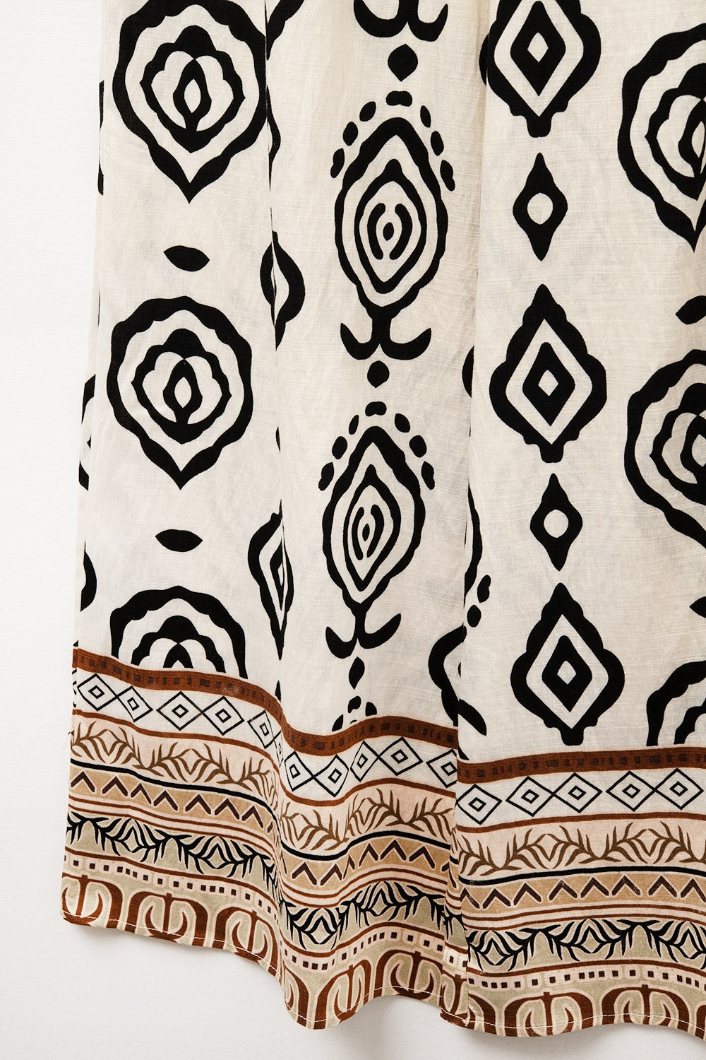Cream wide leg boho print pants Q2store