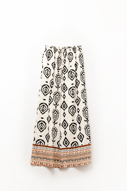 Cream wide leg boho print pants Q2store