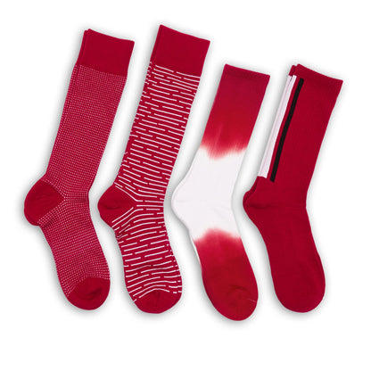 Crimson / White Mixed Socks 4 Pack -B DeadSoxy
