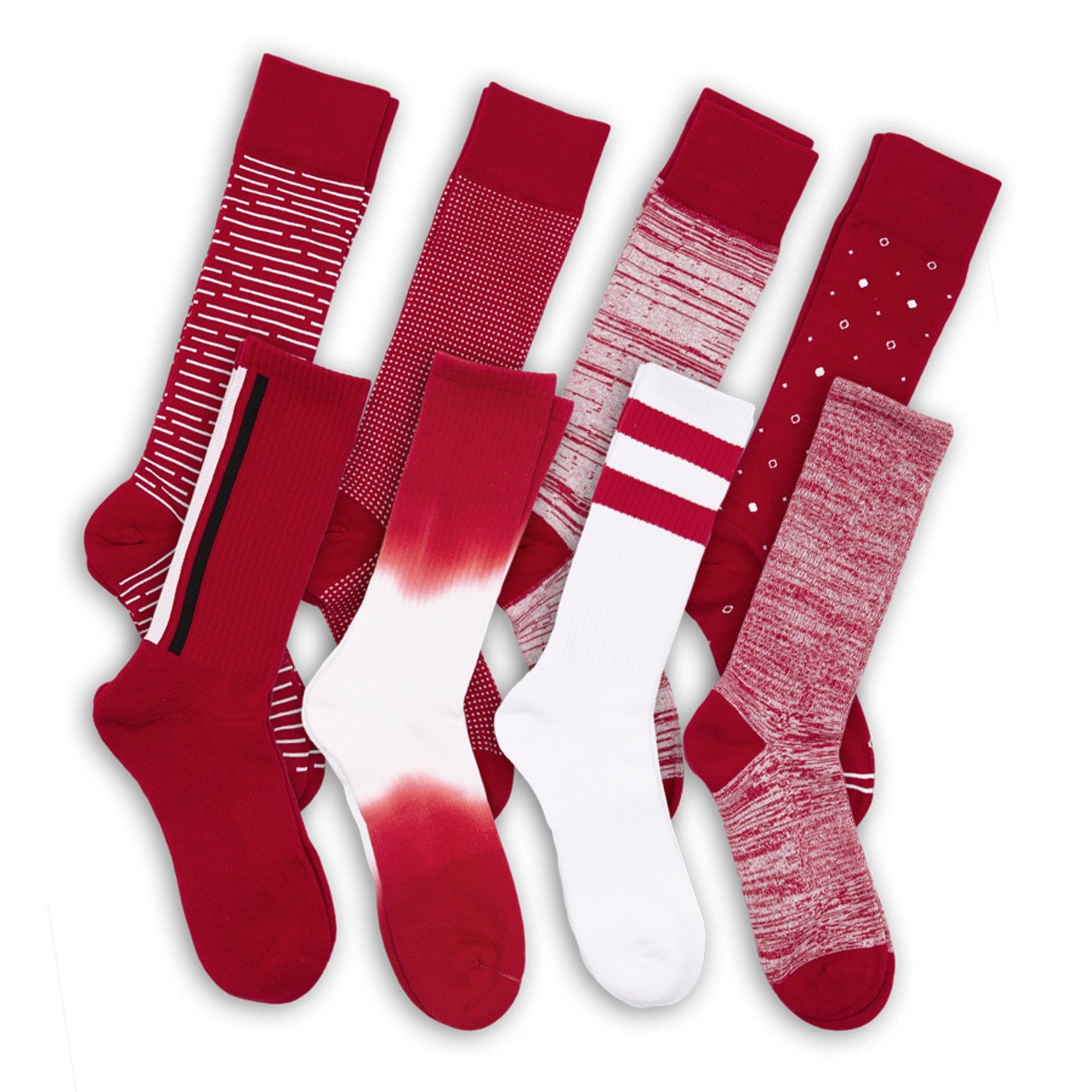 Crimson / White Mixed Socks 8 Pack DeadSoxy