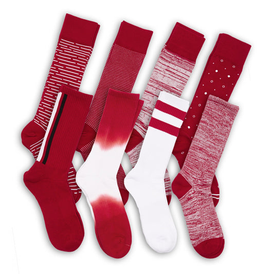 Crimson / White Mixed Socks 8 Pack DeadSoxy