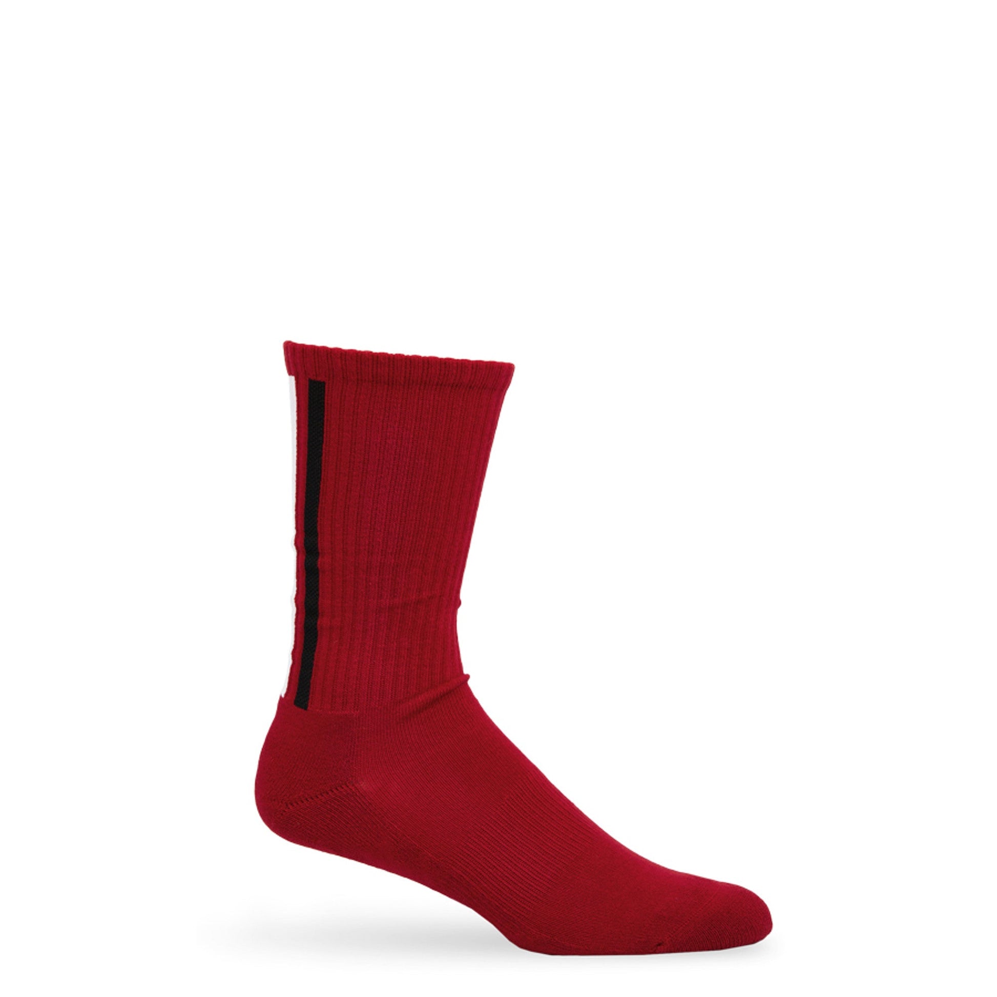 Crimson Vertical Stripe Casual Crew Socks DeadSoxy