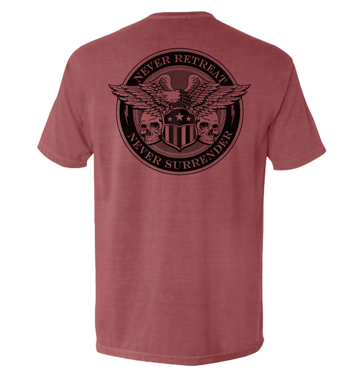 Never Retreat Never Surrender Skulls Shield Republic