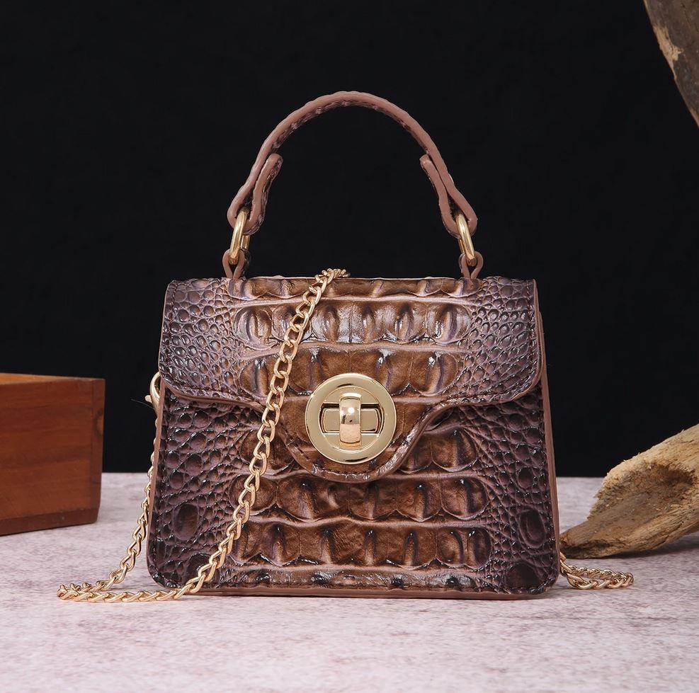 Crocodile Print Leather Handbag | Luxury Handcrafted with Locking Flap Country in My Heart