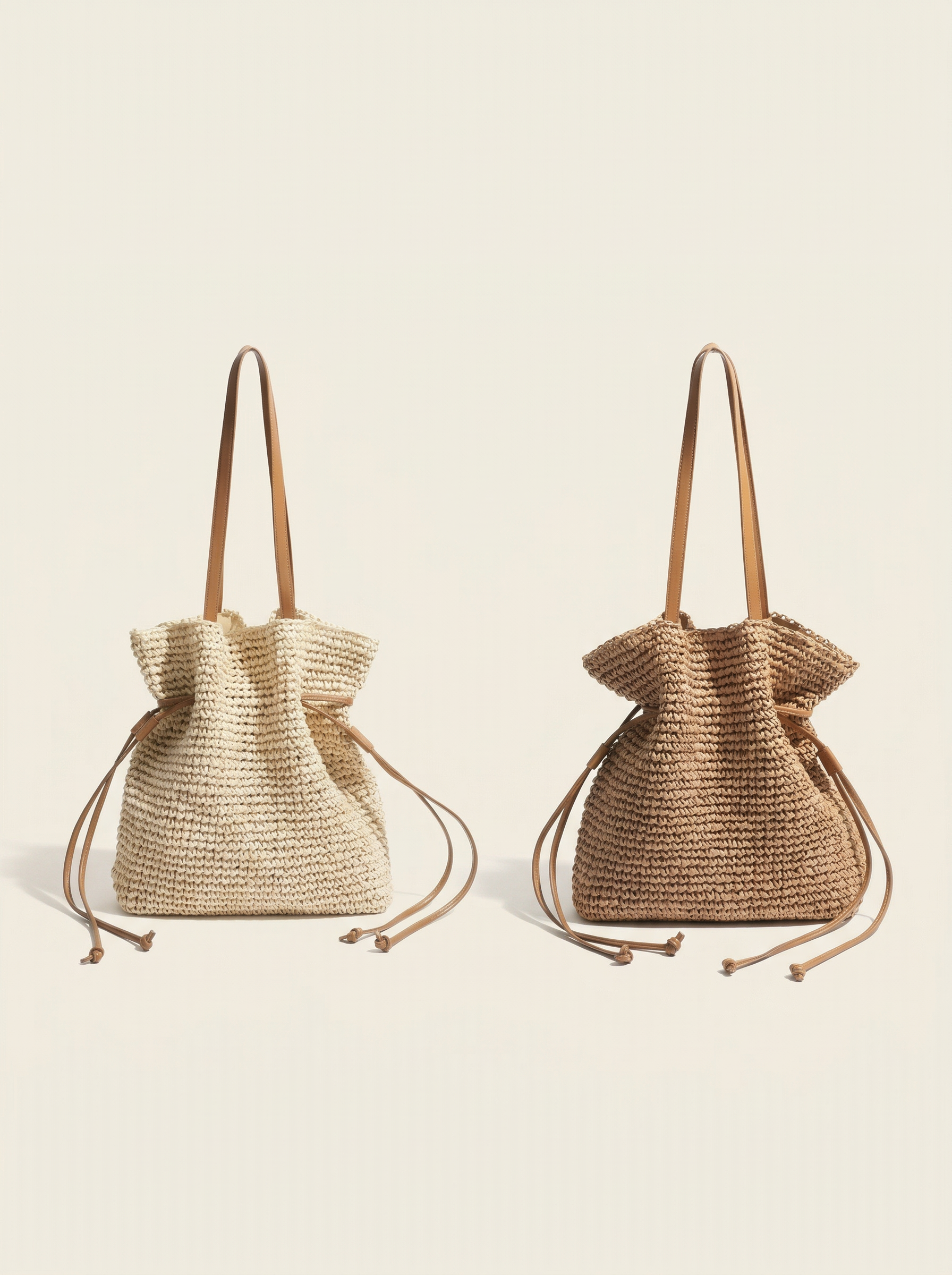 Artisanal Hand-Crocheted Straw Bucket Bag LINTICO