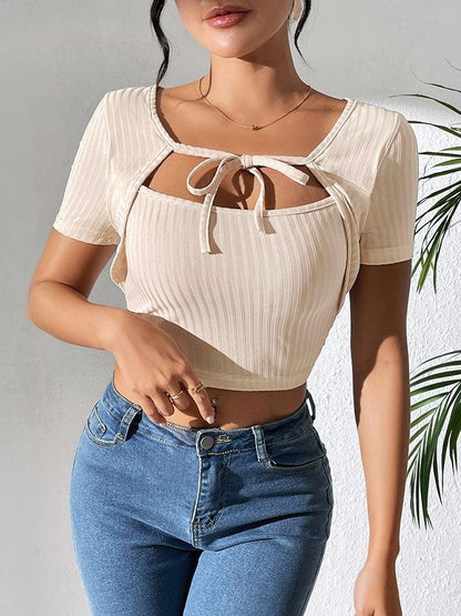 Silky Textured Crop Top – Chic Asymmetrical Collar Top for Casual & Formal Wear Country in My Heart