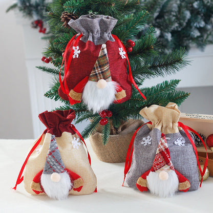 Forest Man Gift Bag Christmas Linen Cartoon Decoration Faceless Elderly Gift Bag Gift Bag Candy Bag