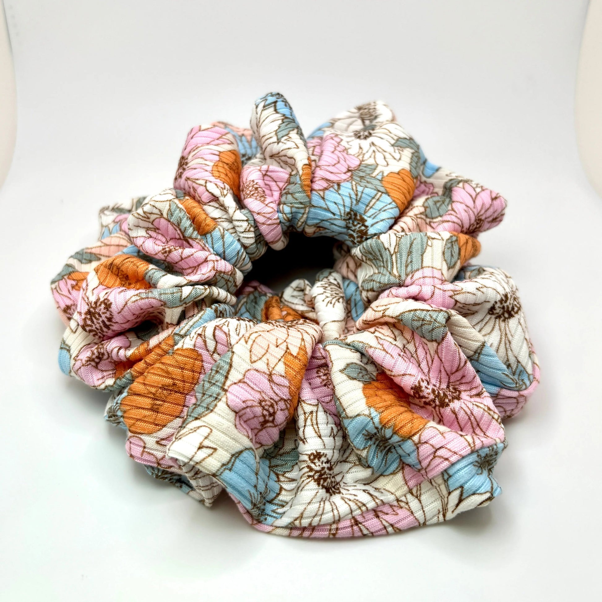 Colorful Flowers Ribbed Scrunchie Enchanted Scrunch