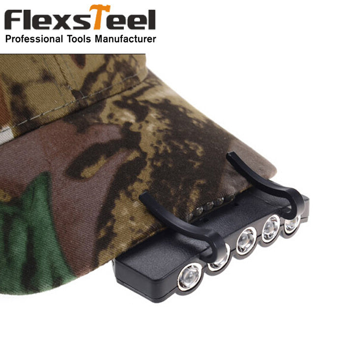 5 Ultra Bright Leds Camping Fishing Head Lamp Hat Cap Light with Hardness Clip 100% Brand New