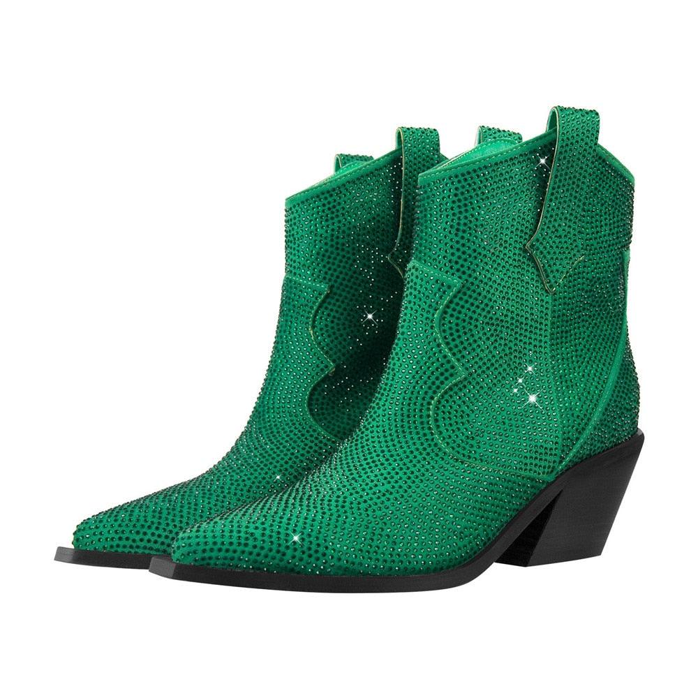 Women’s Rhinestone Encrusted Bootie Style Cowboy Boots Country in My Heart