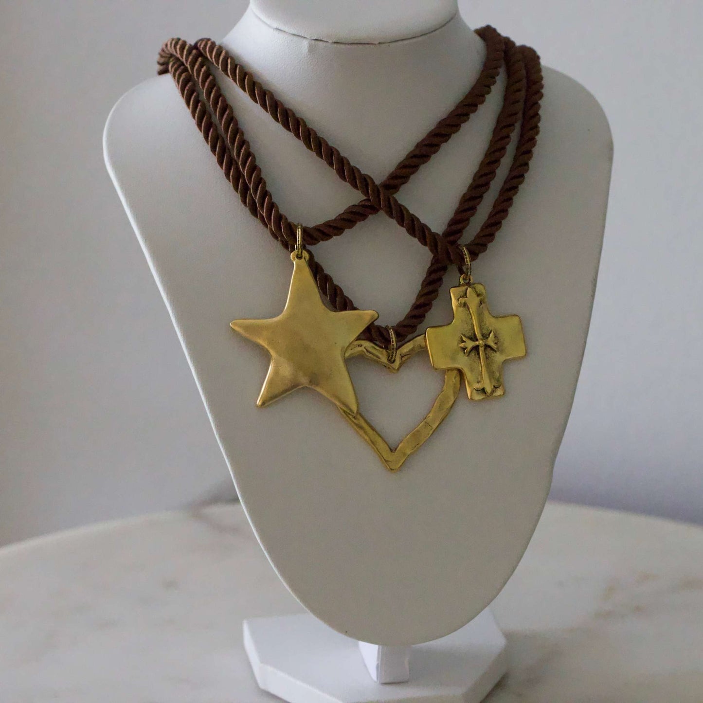 Silk Cord Pendant Necklace 24K Gold Plated Deep South Originals