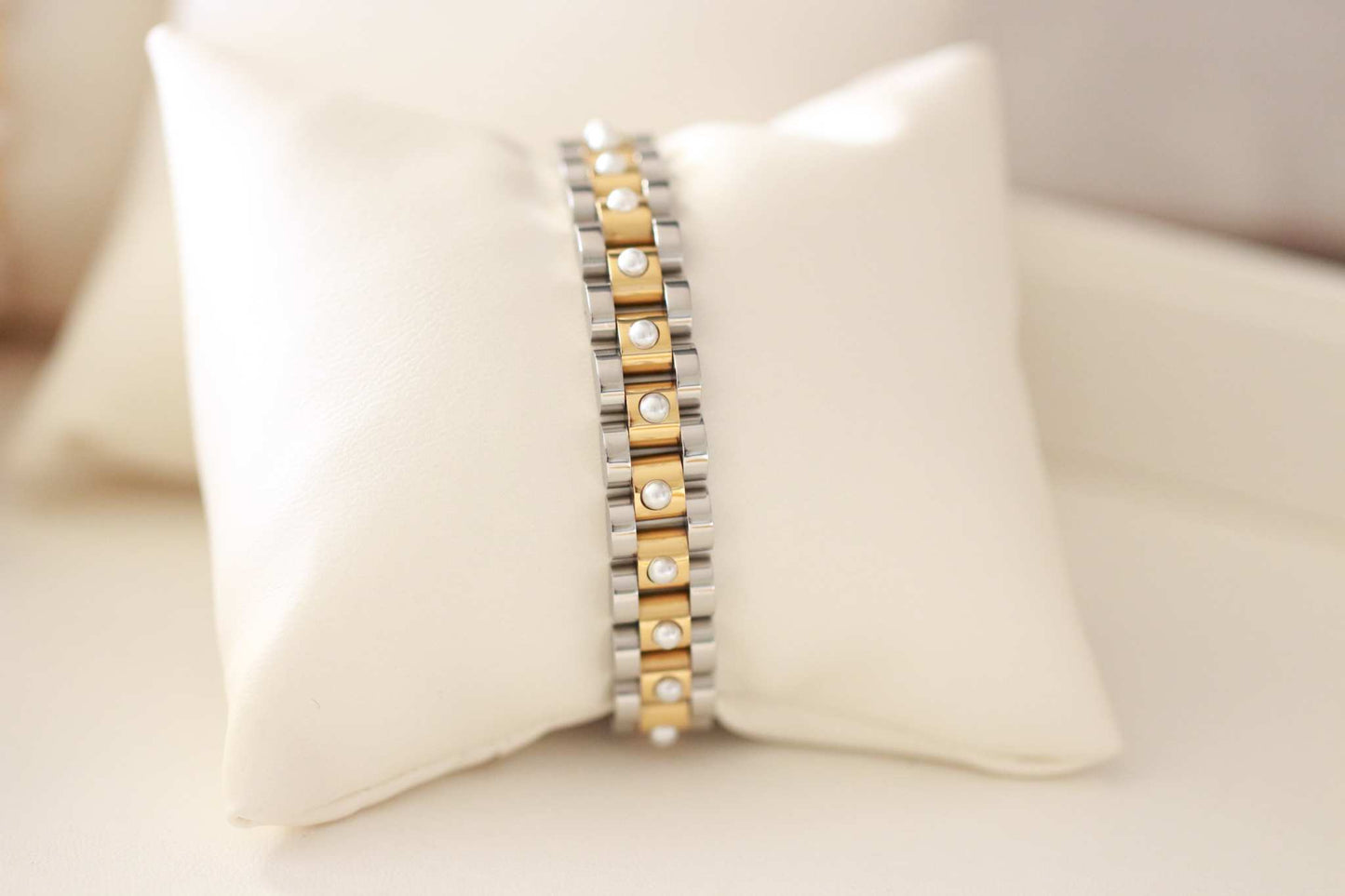 Mixed Metal Band Bracelet with Pearls ~ Deep South Originals Deep South Originals