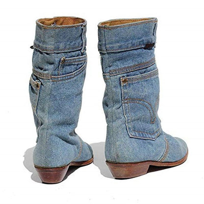 Sky Blue Denim Cowboy Boots Country in My Heart