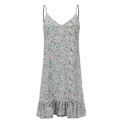 Floral Print Summer Dress Spaghetti Strap Mini Dress Ruffled Country in My Heart