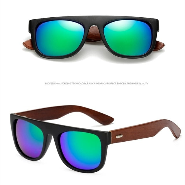 Bamboo Wooden Arms Sunglasses Men Women Black Sunglass FitiqueFit